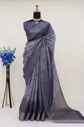 Handloom Silk Blue Pashmina Digital Print Saree With Unstiched Blouse Piece-MWPK-293-BLUE